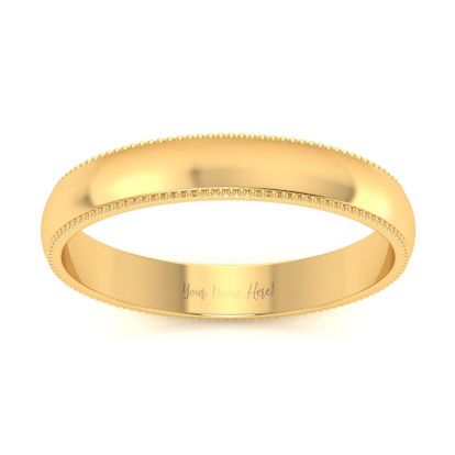 14K Yellow Gold 3MM Heavy Milgrain Ladies and Mens Wedding Band, Size 14